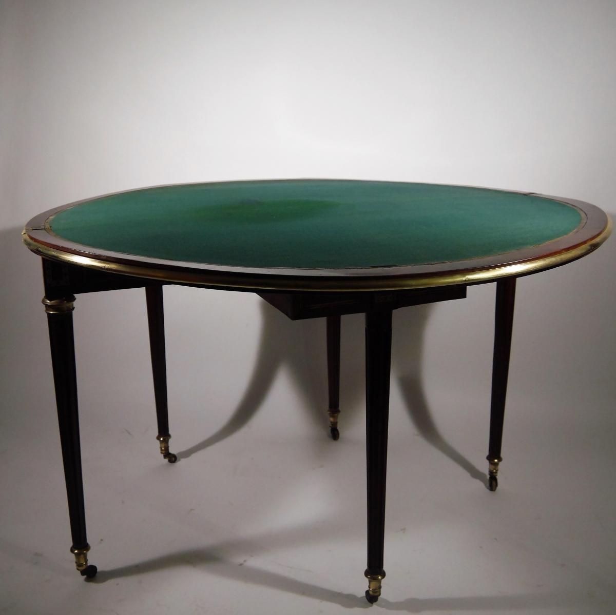 Half Moon Table In Mahogany, Directoire Period, End Of The 18th Century-photo-4