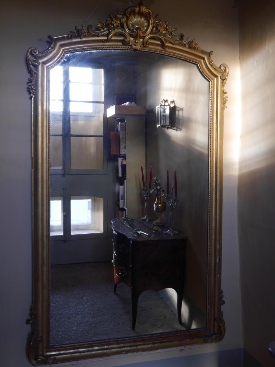 Grand Miroir De Style Rocaille, XIXe, en partie XVIIIe-photo-3
