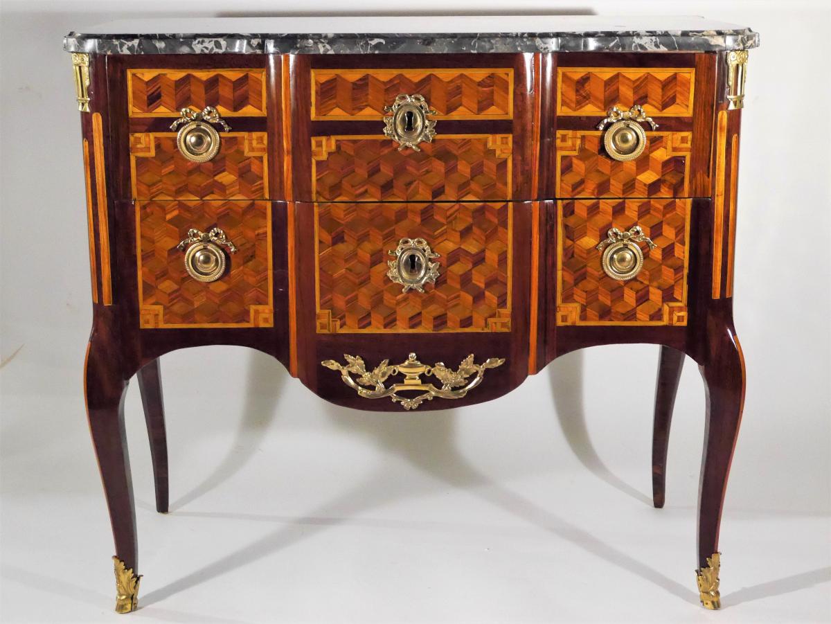 Commode "sauteuse" Transition Estampillé De G. Jansen, époque Louis XV, XVIIIe