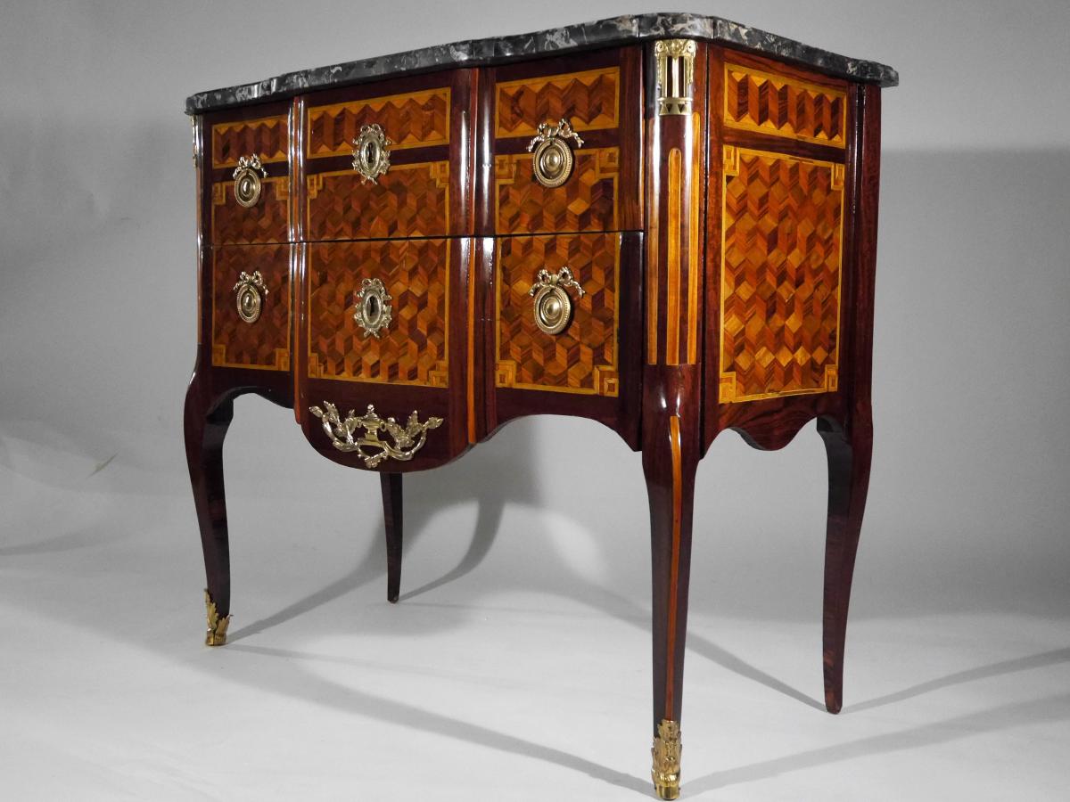 Commode "sauteuse" Transition Estampillé De G. Jansen, époque Louis XV, XVIIIe-photo-2