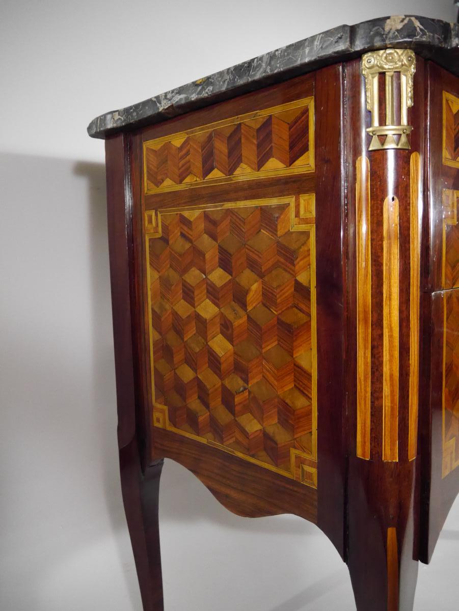 Commode "sauteuse" Transition Estampillé De G. Jansen, époque Louis XV, XVIIIe-photo-3