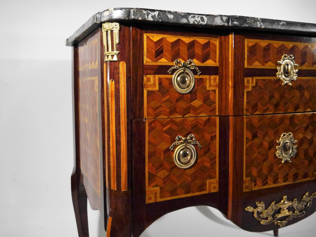 Commode "sauteuse" Transition Estampillé De G. Jansen, époque Louis XV, XVIIIe-photo-4