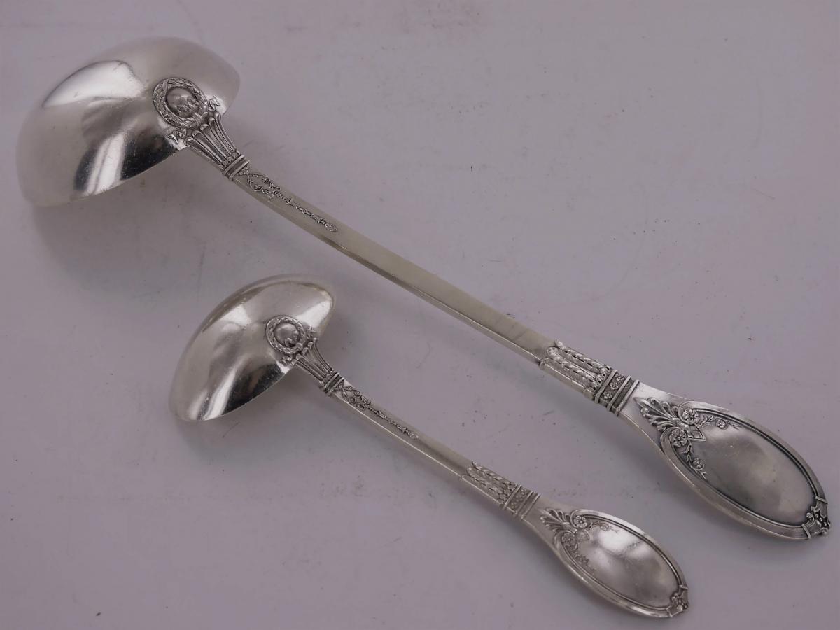 Ladle And Sauce Spoon In The Empire Style, 19th Century-photo-2