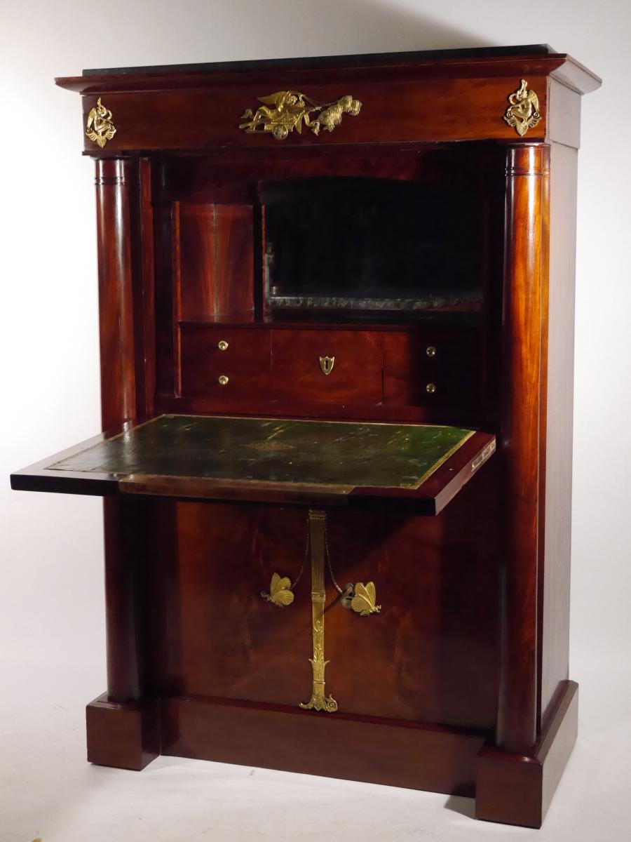 Secrétaire En Acajou d'époque Empire, Par Bernard Molitor, Début XIXe-photo-3