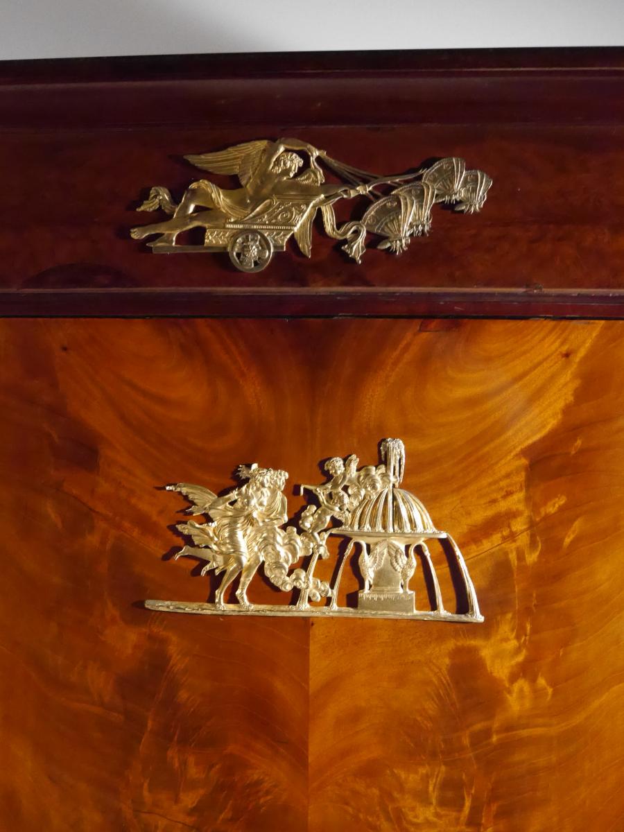 Secrétaire En Acajou d'époque Empire, Par Bernard Molitor, Début XIXe-photo-1