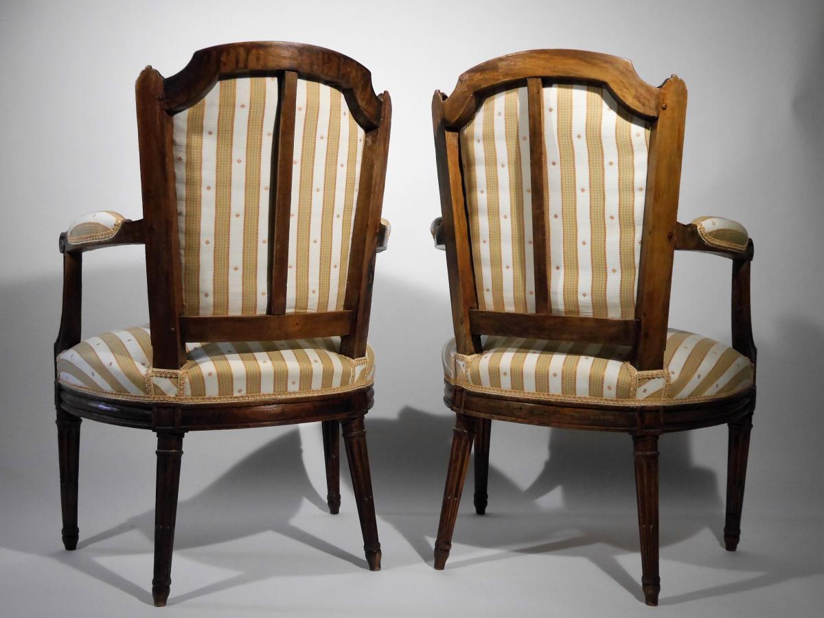 Pair Of Louis XVI Armchairs By P. Pluvinet, 18th Century-photo-1