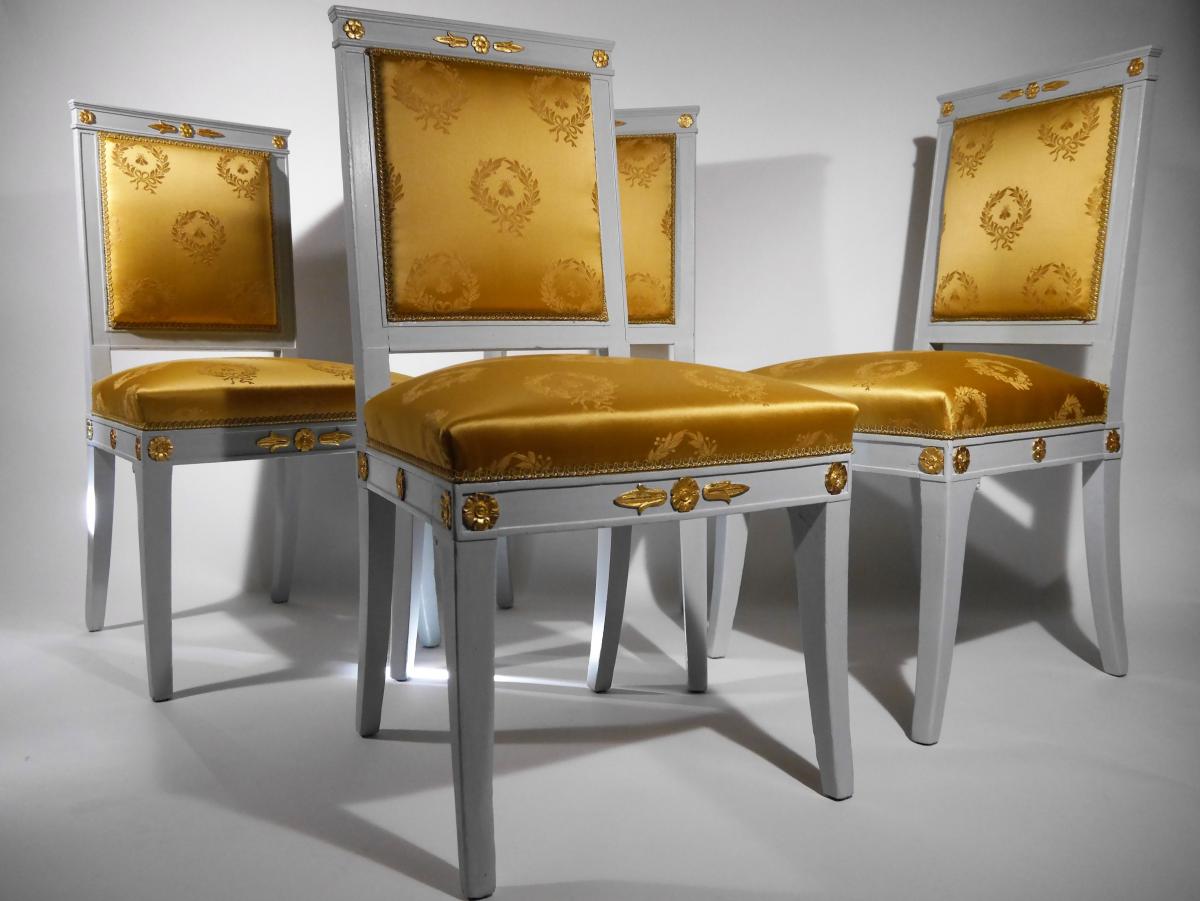 Suite Of 4 Empire Chairs By Jacob, Beginning Of The 19th Century
