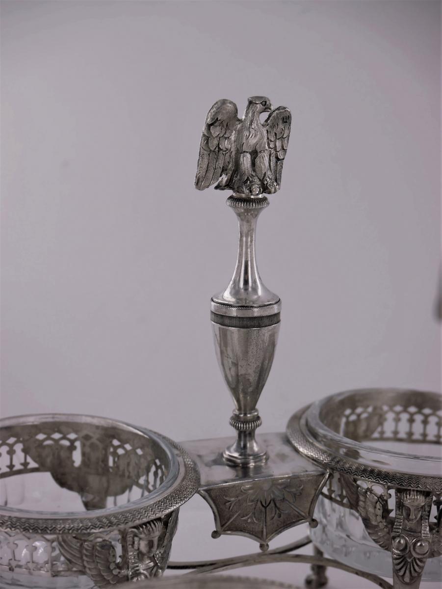 Pair Of Salt Cellars In Sterling Silver, Empire Period, Early 19th Century-photo-4