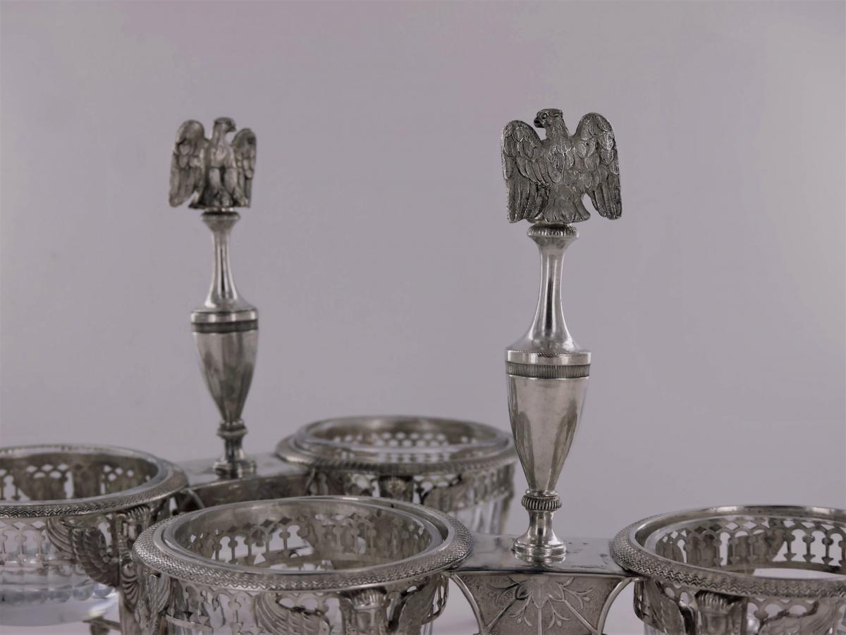 Pair Of Salt Cellars In Sterling Silver, Empire Period, Early 19th Century-photo-2