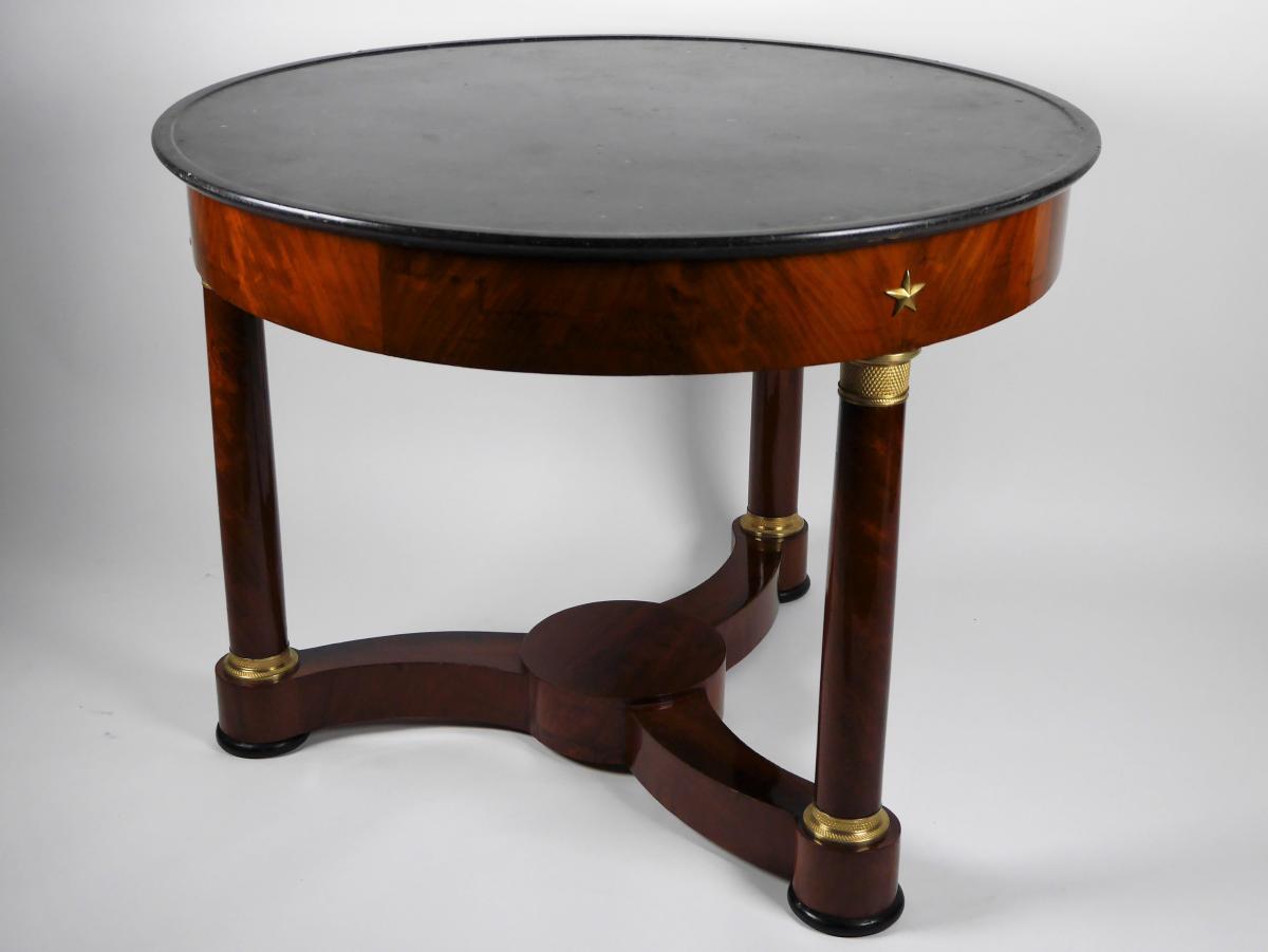 Empire Pedestal Table In Mahogany, Early 19th Century