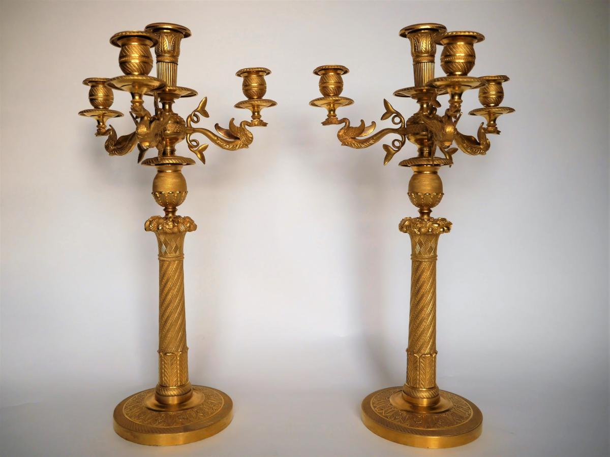 Pair Of Empire Candelabra, Early 19th Century-photo-2
