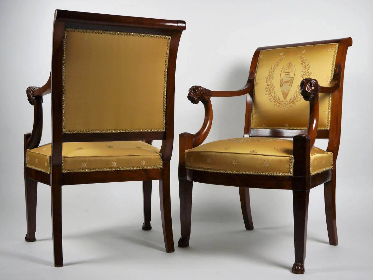 Paire De Fauteuils d'époque Consulat, Début XIXe-photo-1