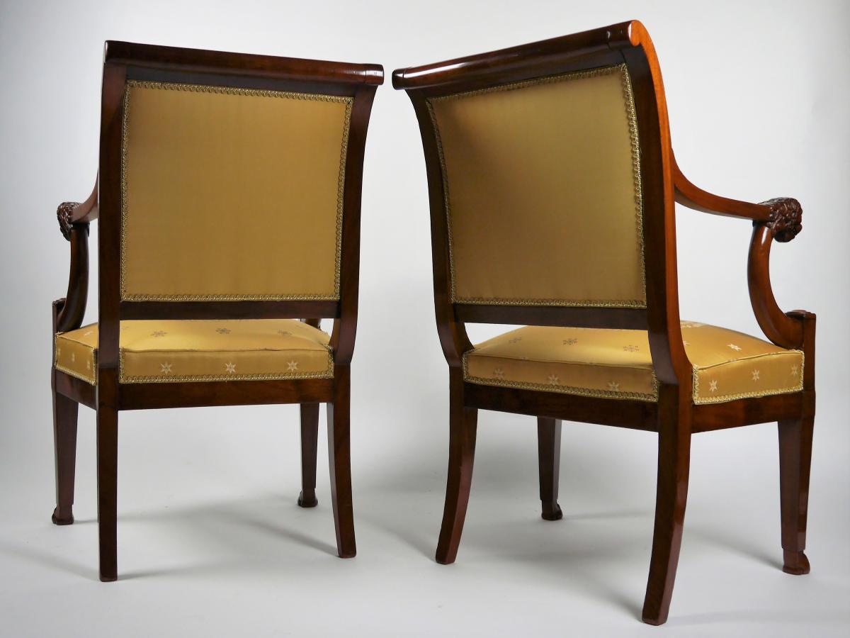 Paire De Fauteuils d'époque Consulat, Début XIXe-photo-2
