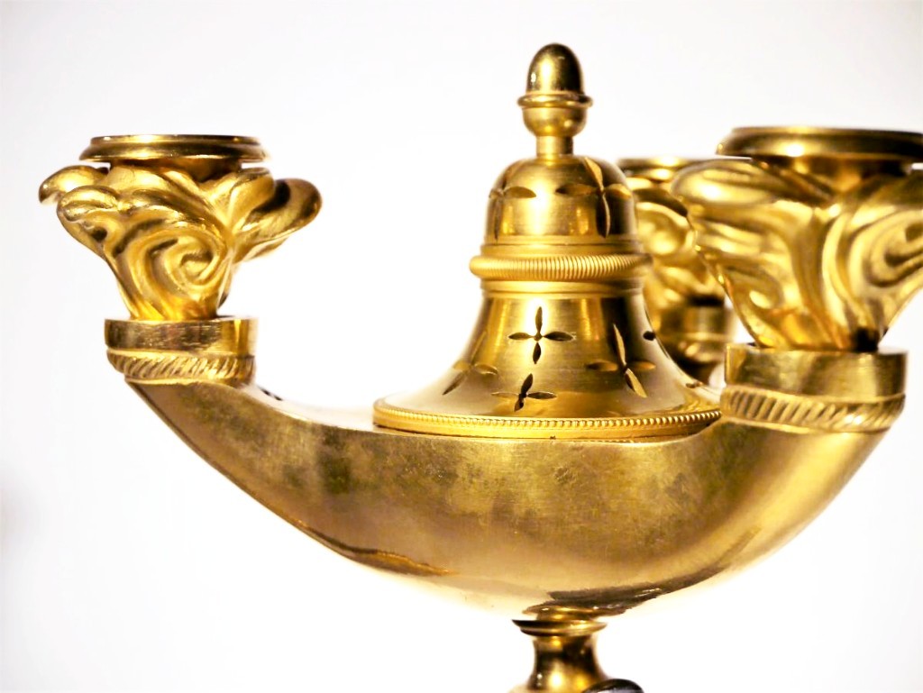 Paire De Candélabres Aux Vestales d'époque Empire, Début XIXe-photo-3