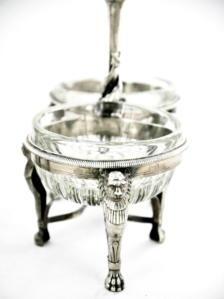 Pair Of Salt Cellars In Sterling Silver, Empire Period, Early 19th Century-photo-4