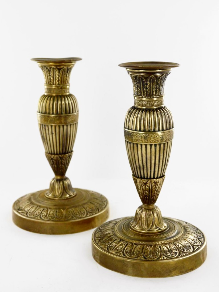 Pair Of Candlesticks In Gilt Bronze, Empire Period, Early Nineteenth-photo-4