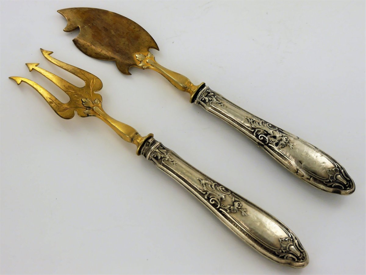 Service Or Cutlery For Mignardises Or Petits Fours, Silver, 19th Century-photo-2