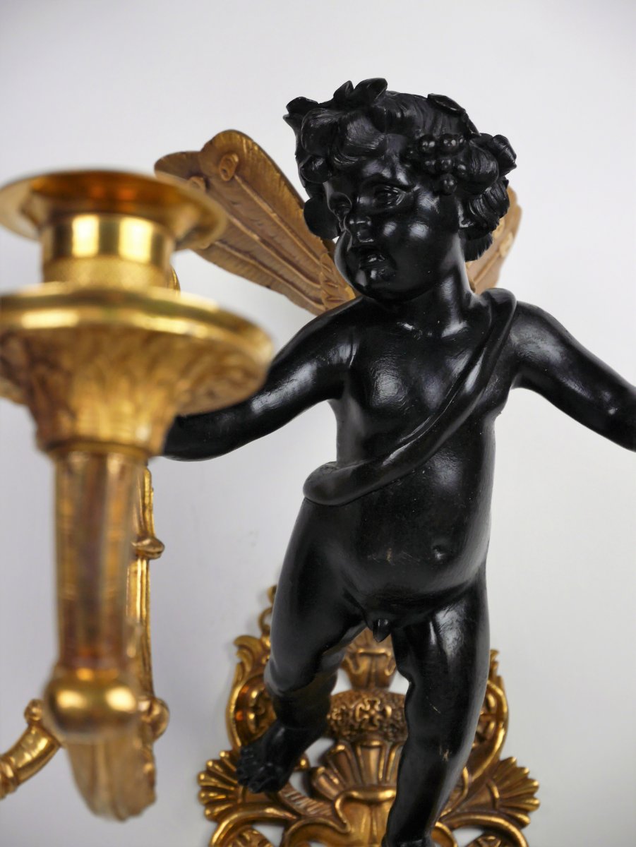 Pair Of Louis XVI Period Putti Sconces By André-antoine Ravrio, Late 18th Century-photo-2