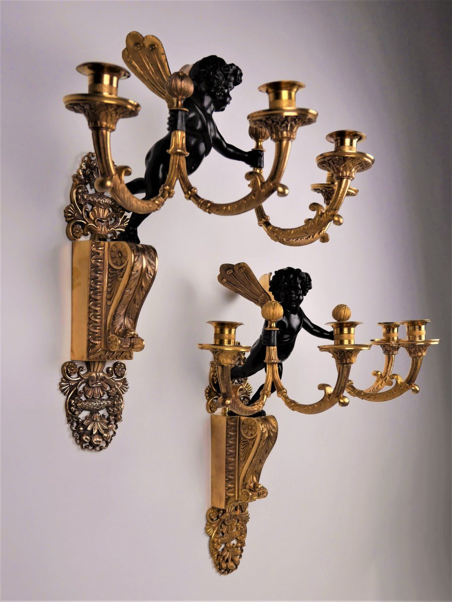 Pair Of Louis XVI Period Putti Sconces By André-antoine Ravrio, Late 18th Century-photo-5