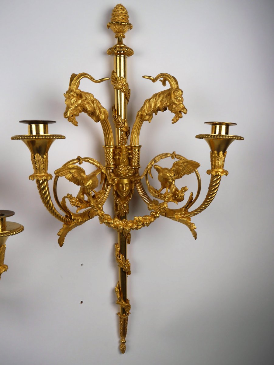 Pair Of Louis XVI Sconces By Gouthière Or Thomire, Late 18th Century-photo-4