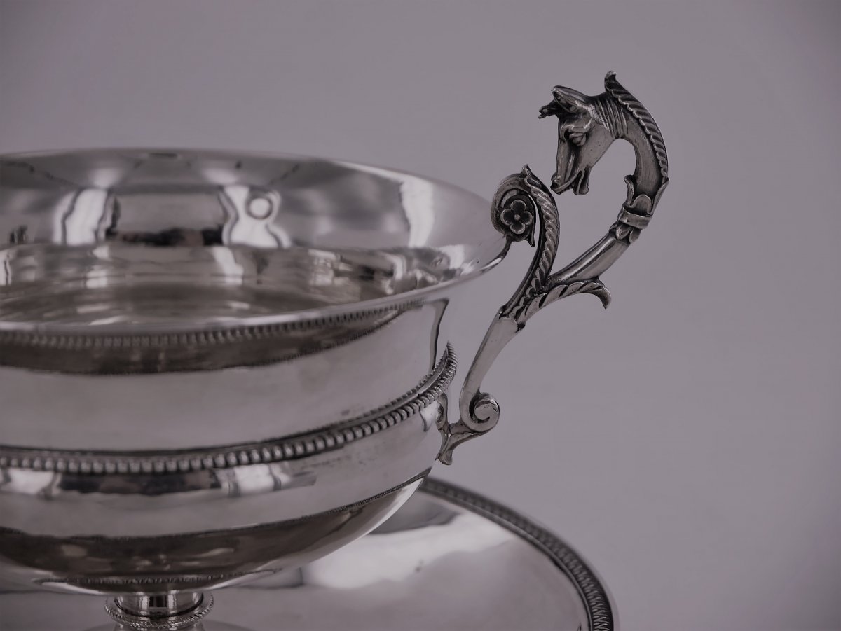 Chocolate Cup And Saucer, Sterling Silver, Empire Period, Early 19th Century-photo-2