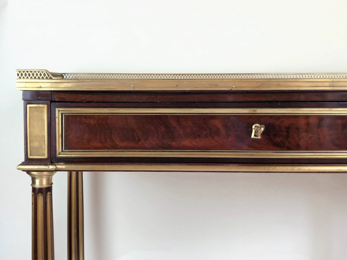 Console En Acajou Et Citronnier d'époque Louis XVI Par Bernard Molitor, Fin XVIIIe-photo-2