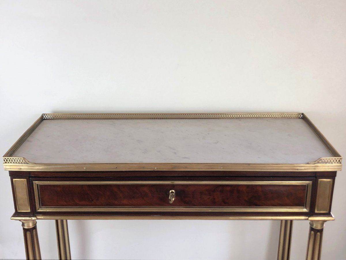Console En Acajou Et Citronnier d'époque Louis XVI Par Bernard Molitor, Fin XVIIIe-photo-4