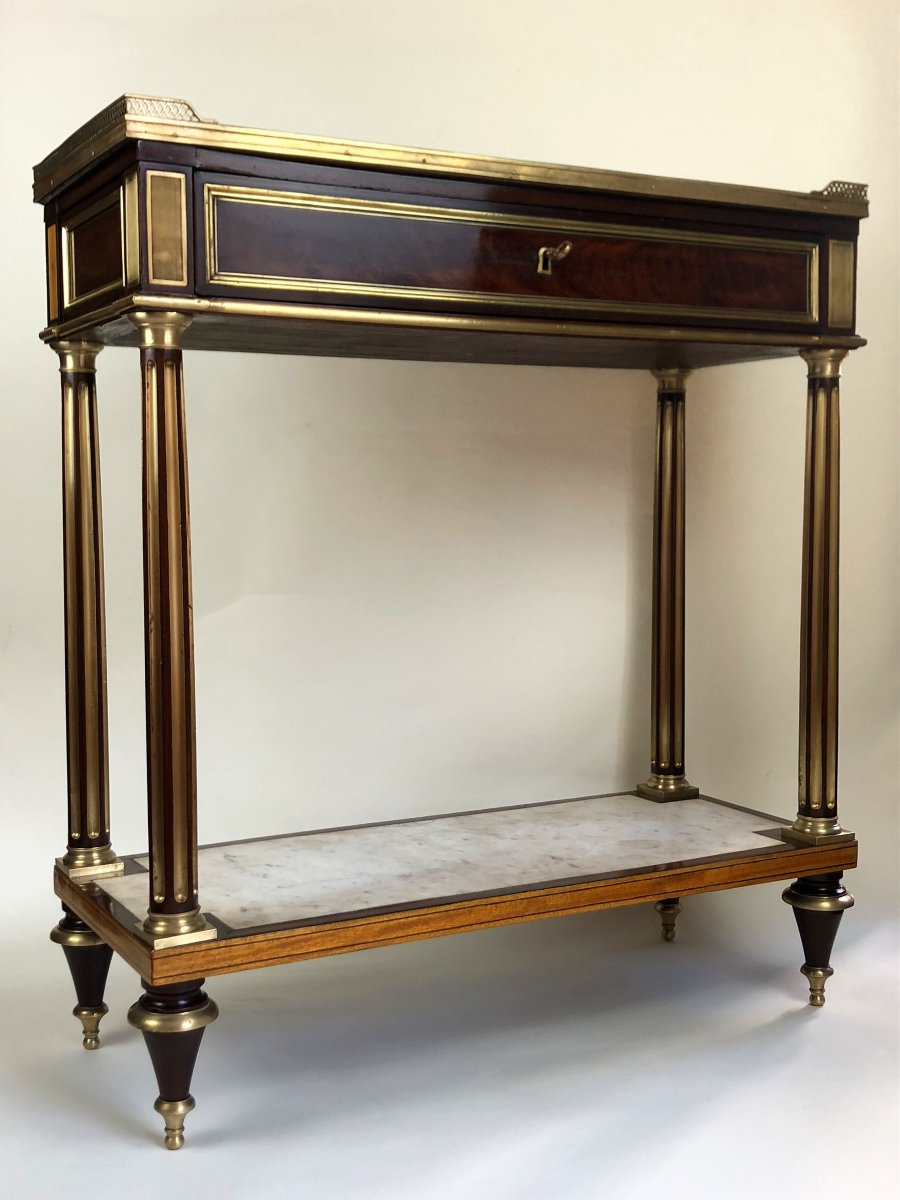 Console En Acajou Et Citronnier d'époque Louis XVI Par Bernard Molitor, Fin XVIIIe-photo-1