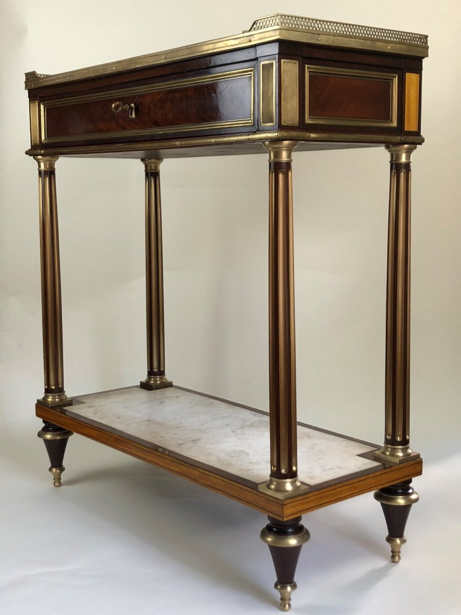 Console En Acajou Et Citronnier d'époque Louis XVI Par Bernard Molitor, Fin XVIIIe-photo-2