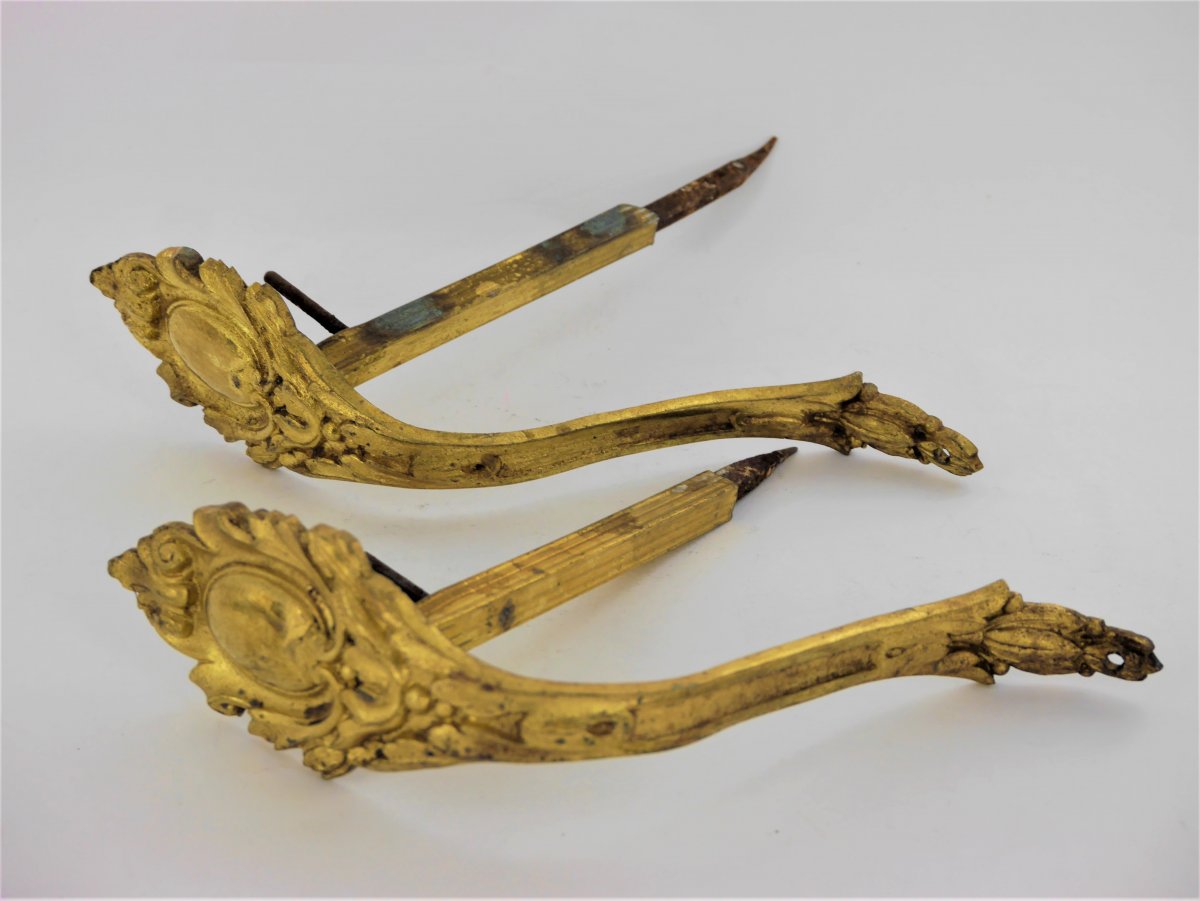 Pair Of Hooks For Tiebacks In The Louis XIV Style, 19th Century-photo-3