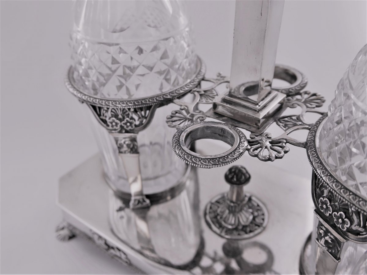 An Oil And Vinegar Cruet Support In Silver, Empire Period, Early 19th Century-photo-4