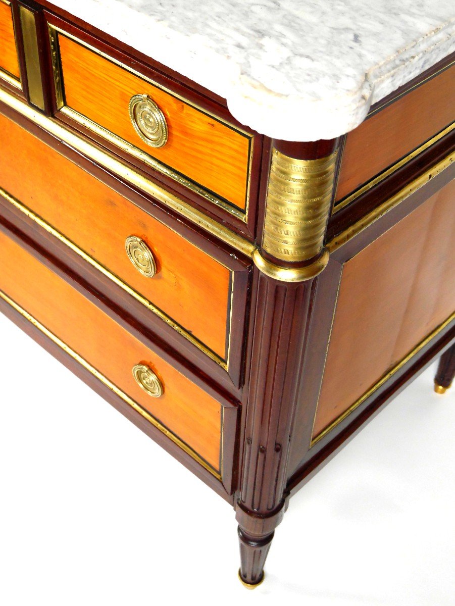 Louis XVI Commode In Tulipwood And Mahogany, Late 18th Century-photo-2
