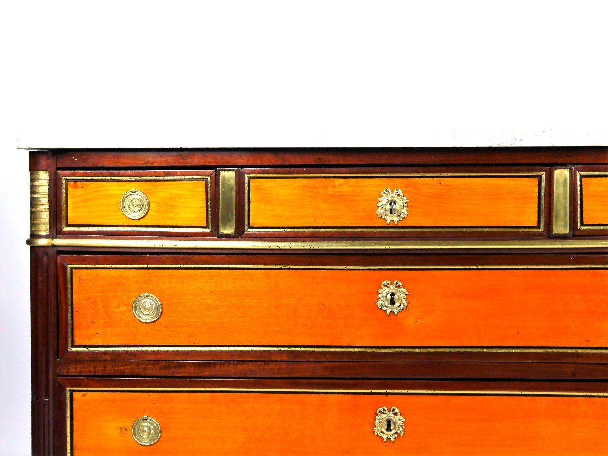 Louis XVI Commode In Tulipwood And Mahogany, Late 18th Century-photo-3