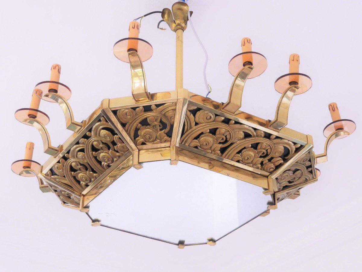 Art Deco Chandelier With 12 Arms Of Light, Circa 1920