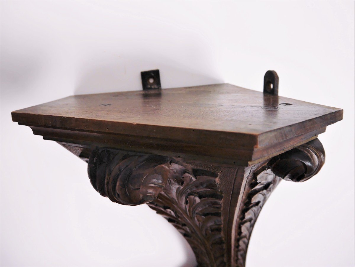 Pair Of Consoles In Carved Walnut, 18th Century, Stamped By T Luthy-photo-3