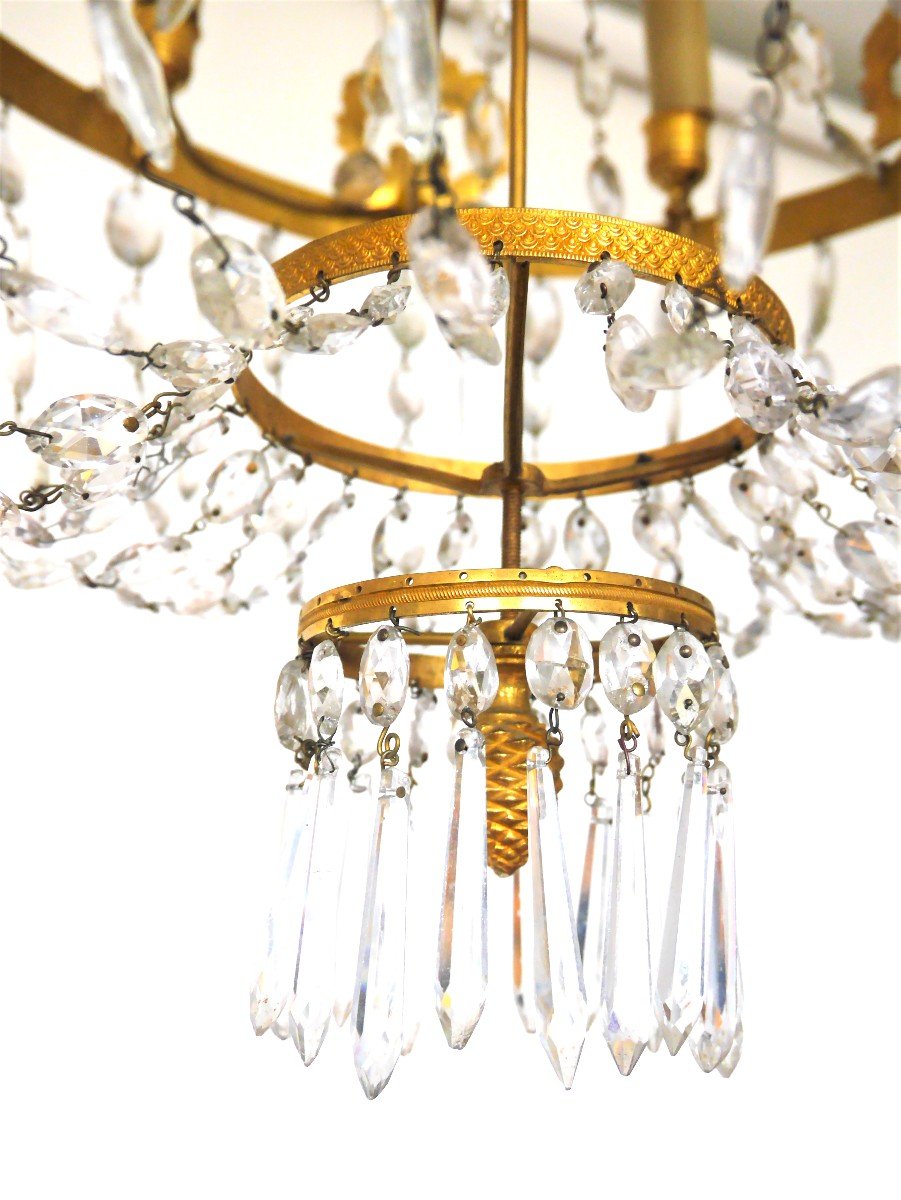 Lustre En Cristal Et Bronze De Style Empire, XIXe Siècle-photo-4