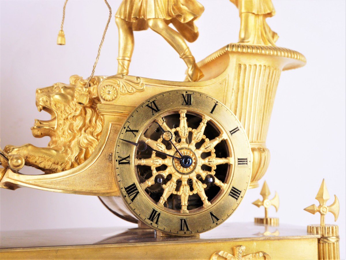 Pendule Au Char De Télémaque, époque Empire, Début XIXe-photo-3