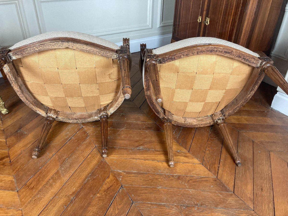 Two Medallion Armchairs, Louis XVI Period, 18th Century-photo-2