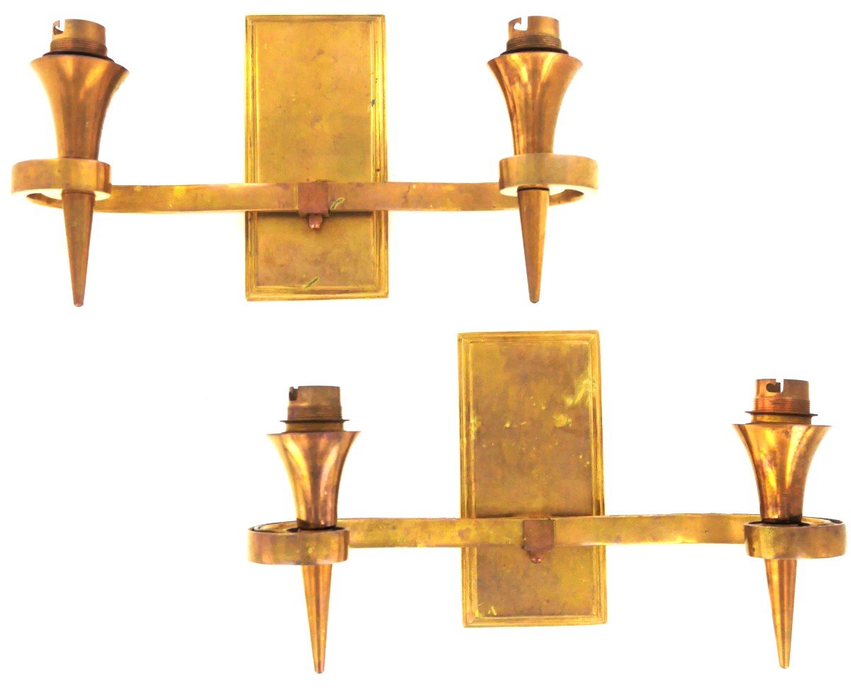Pair Of Art Deco Sconces, Early 20th Century-photo-1