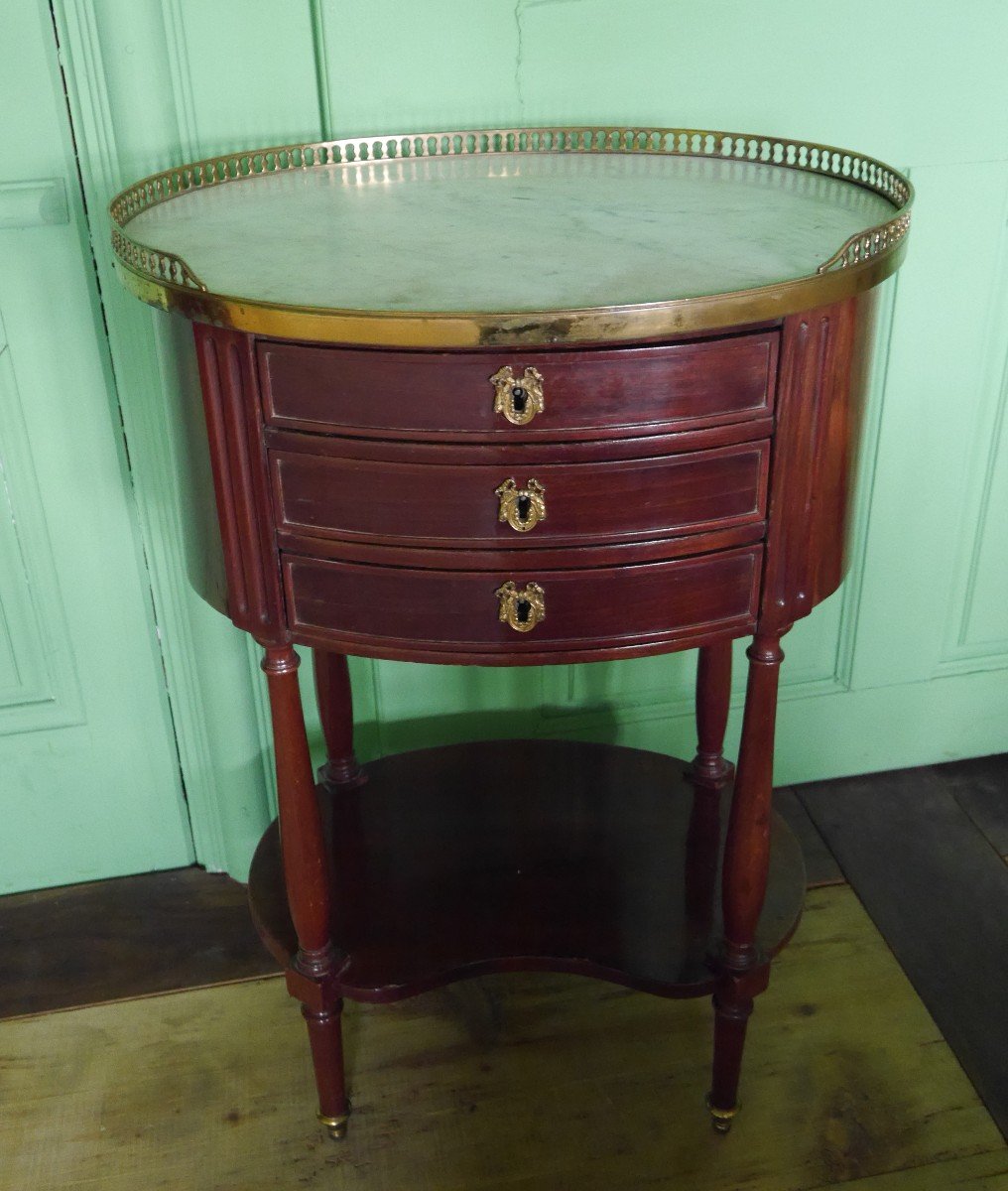 A Louis XVI Or Directory Working Table In Mahogany, 18th Century-photo-1