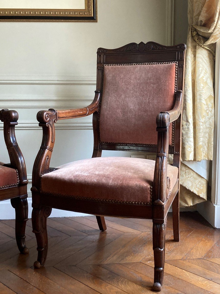 Paire De Fauteuils Par Jeanselme, XIXe-photo-3