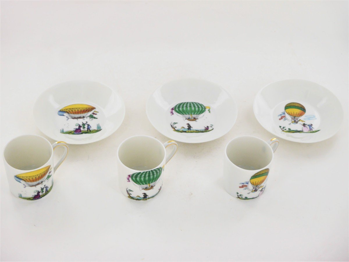 Suite Of 3 Limoges Porcelain Coffee Cups, Haviland, 20th Century-photo-2