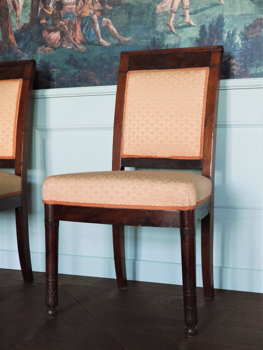 Suite Of 4 Empire Period Chairs, Early 19th Century-photo-5