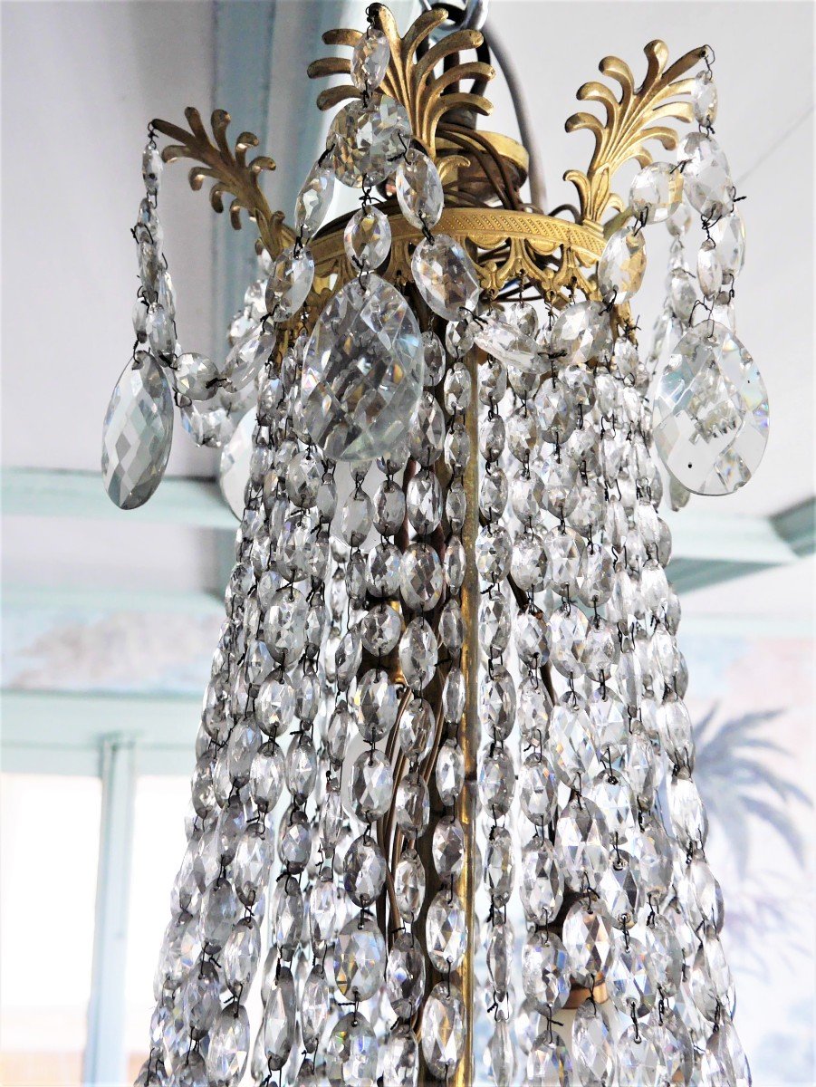 An Empire Basket Chandelier In Gilt Bronze And Cut Crystal, Circa 1850-photo-2