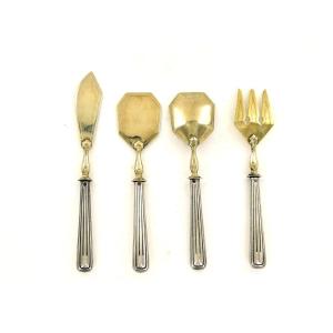 Service Or Cutlery For Mignardises Or Petits Fours, In Art Deco Silver, 20th Century