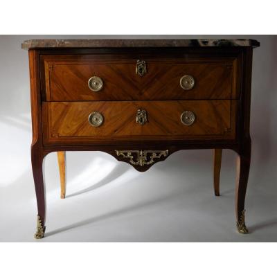 Chest Of Drawers, Style Transition, Louis XVI Period, Stamped E.avril, 18th Century