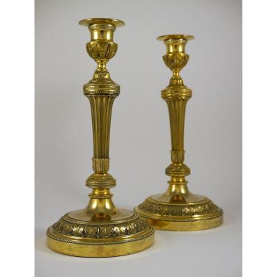 Pair Of Candlesticks, Louis XVI Style And Period, By Claude Galle, 18th Century