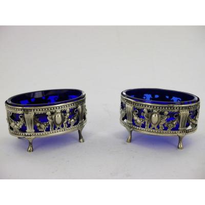 Pair Of Salt Cellars In Silver, Louis XVI Period, 18th Century