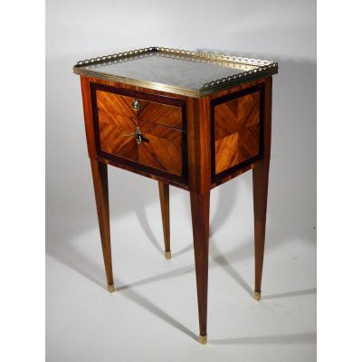 Working Table Or Bedside Table, Louis XVI Period, By F Schey, 18th Century