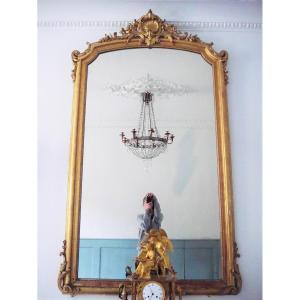 Grand Miroir De Style Rocaille, XIXe, en partie XVIIIe